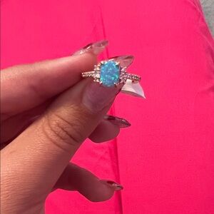 Dazzling Blue Opal and Diamond Ring